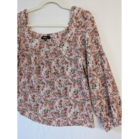 Angels Forever Young Top Floral Peasant Milk Maid Square Neck Smocked Size M - Picture 2 of 9